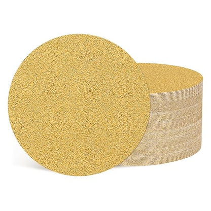 Kozelo 50 Pcs Sanding Discs 3 Inch 60 Grit Hook and Loop Random Orbital Sandpapers Suitable for Drywall Sander Wood Metal Furniture, Yellow