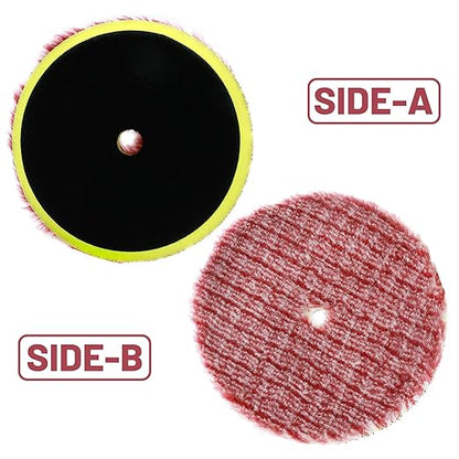 MDEOOSKY 5 Inch Polishing Pads, 2Pcs Coarse Wool Cutting Pad for Heavy Duty Car Polishing, Short Hair Buffing Wheel for Hook and Loop Backer