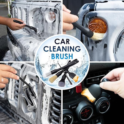 Car Detailing Brush Kit Exterior & Interior Car Cleaner Brush Set | Car Cleaning Kit | Car Accessories | Interior Car Cleaner | Travel Essentials | Black | 5PCS - Japan Import