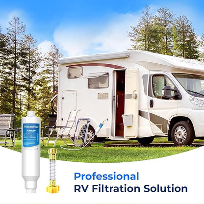Waterdrop RV Water Filter, NSF Certified, Reduces Chlorine, Bad Taste, Odor, 4 Pack with 2 Flexible Hose Protector