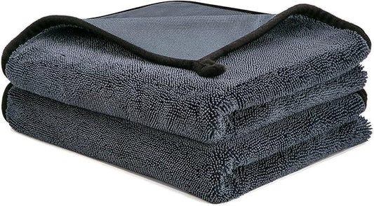 CICMOD Car Drying Towels 35"x24" Large Microfiber Towels for Car Detailing Gray - 2 Pack