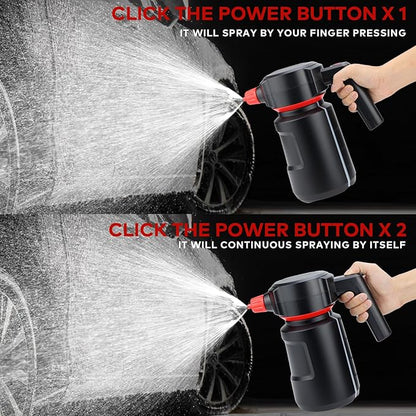 Electric Foam Sprayer - 2L Car Wash Sprayer with USB Rechargeable Battery, Cordless, Portable, Black