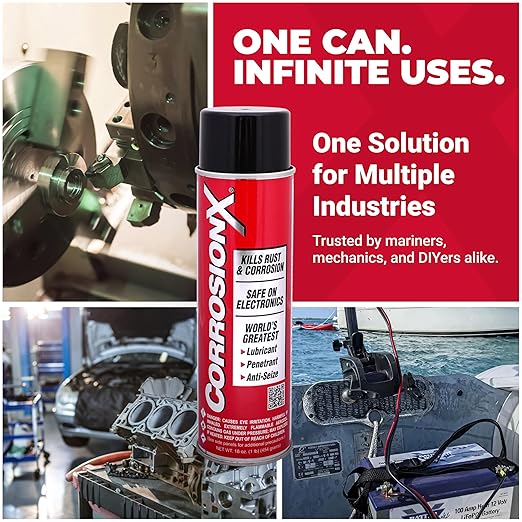 CorrosionX Rust Inhibitor, Industrial-Strength Dielectric Corrosion Prevention, Lubricant & Penetrant for Marine, Automotive, Electronics & RV Use, Protects Bolts, Cables, Engines, Parts, 1 Gallon