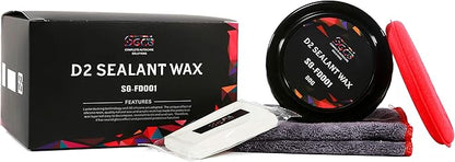 SGCB Pro Auto Care Synthetic D2 Sealant Wax Kit of 4, Brazilian Carnauba Cleaner Wax Paste, Resin Enriched Natural Hard Wax, Wax Waterproof Detailing Protection Used to resist surface contaminants