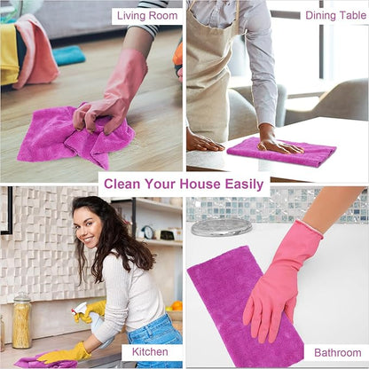 Shimeyao 30 Pcs 16 x 16 Inch Edgeless Microfiber Plush Towels for Cars Detailing Drying Wash Polishing Absorbent Cleaning Cloths, 500 GSM (16 x 16 Inch, Purple, 30 Pcs)