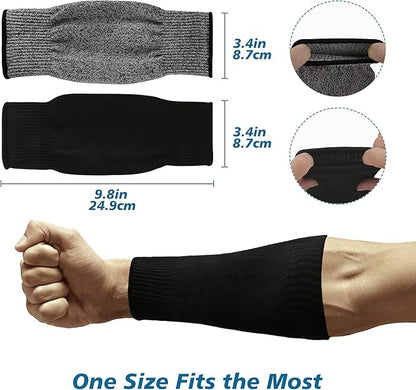 CAWANFLY 2 Pairs Protective Arm Sleeves, Cut Resistant Sleeve Arm Protectors Anti Abrasion Safety Armband for Garden Kitchen Work (Black+Grey)