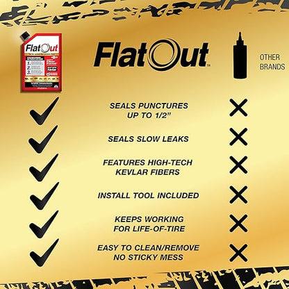 FlatOut Off Road Multi-Purpose Tire Sealant - Prevents and Repairs Flat Tires - Seals Leaks - Contains Kevlar - Tubeless Tire Sealant - 32-Ounce Bag - Pack of 2