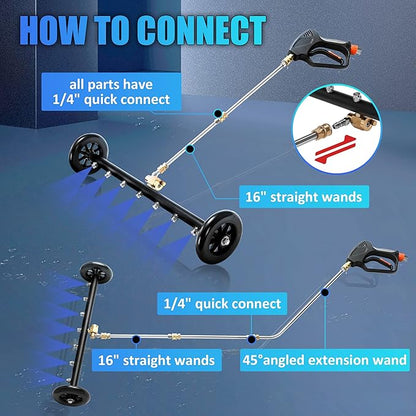 Tool Daily Dual-Function Undercarriage Cleaner, 24 Inch, Water Broom for Pressure Washer with 7 Nozzles, Under Car Washer Attachment, 3 Pcs Extension Wand, 4000 PSI
