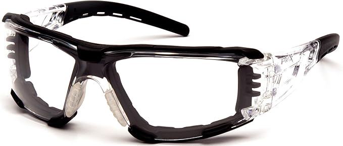 Pyramex Safety Fyxate Safety Glasses, Clear H2MAX Anti-Fog Lens with Foam Padding