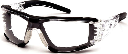 Pyramex Safety Fyxate Safety Glasses, Clear H2MAX Anti-Fog Lens with Foam Padding