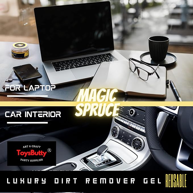 ToysButty Magic Spruce Car Cleaning Gel Kit with Non Sticky Luxury Gold Car Cleaning Putty Reusable Universal Detailing Kit, Rose Scented Laptop Keyboard Cleaning Gel in Containers