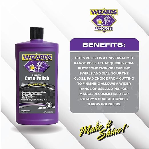 Wizards Select Pro Cut and Polish Compound Step 2 Perfect Match - Dual Action Polisher with High Gloss Finish - Polishing Compound That Removes Swirl Marks