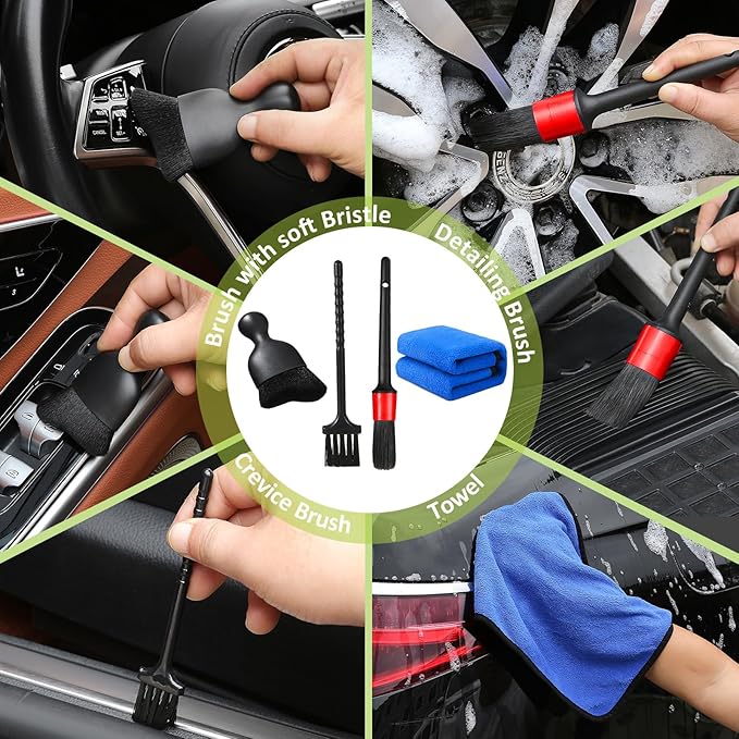Qydipclin 10pcs Windshield Cleaning Tool Inside Car Window Cleaner Wash Kit with 4 Reusable Microfiber Pads 1 Spray Bottle and Extendable Handle Interior Auto Glass Wiper Kit, Multicolor