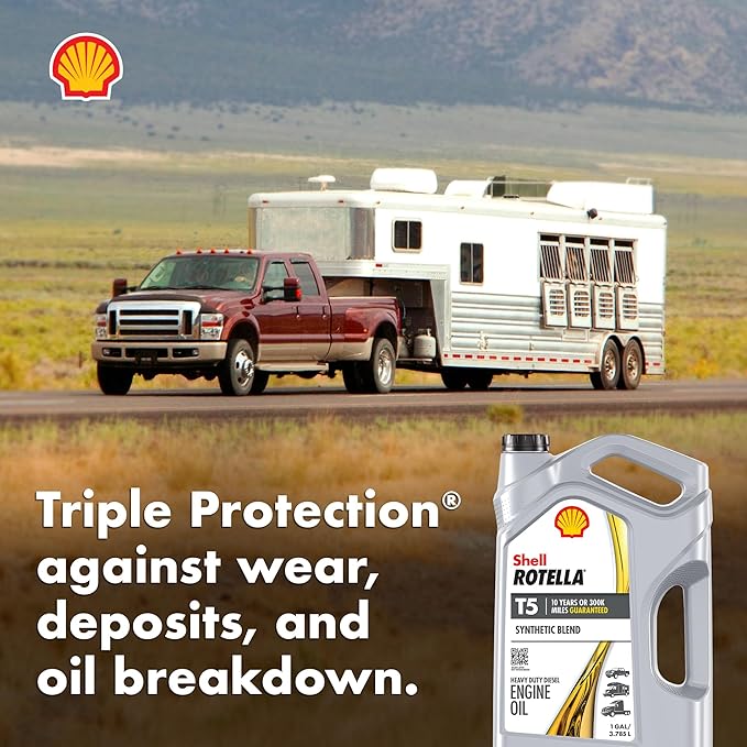 Shell Rotella T5 Synthetic Blend 15W-40 Diesel Engine Oil, 1 Gallon