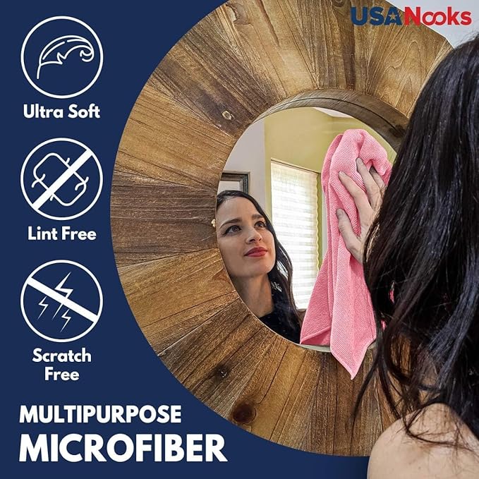 USANOOKS Microfiber Cleaning Cloth Light Pink - 100 Pcs 12.5"x12.5" - High Performance - 1200 Washes, Ultra Absorbent Towels Weave Grime & Liquid for Streak-Free Mirror Shine - Car Washing Cloth