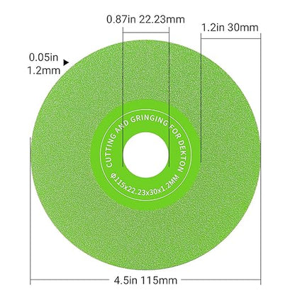 LOZLIN 10PCS 4.5"(115 * 22.23mm) Diamond Grinding & Cutting Discs - Flat Angle Grinder Blades with 7/8" Arbor for Marble/Quartz/Ceramic/Glass (10)
