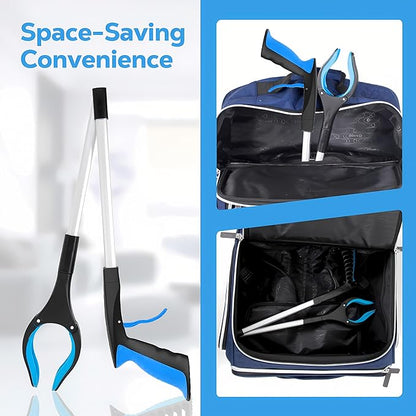 Grabber Reacher Tool - 32” Extra Long Foldable Gripper and Reaching Tool - Heavy Duty Pick Up Stick Grabbers for Seniors, Trash, Surgery Recovery Must Haves Gifts (Blue)