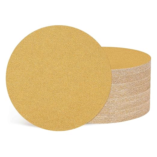 Kozelo 50 Pcs Sanding Discs 8 Inch 60 Grit Hook and Loop Random Orbital Sandpapers Suitable for Drywall Sander Wood Metal Furniture, Yellow
