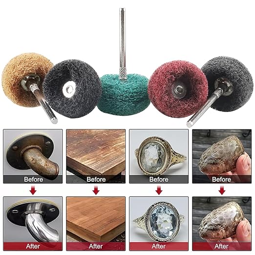 100 PCS Abrasive Buffing Wheels,1 inch Polishing Wheel Set for Proxxon Dremel Rotary Tool Accessory-1/8 Shank