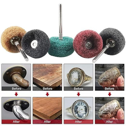 100 PCS Abrasive Buffing Wheels,1 inch Polishing Wheel Set for Proxxon Dremel Rotary Tool Accessory-1/8 Shank