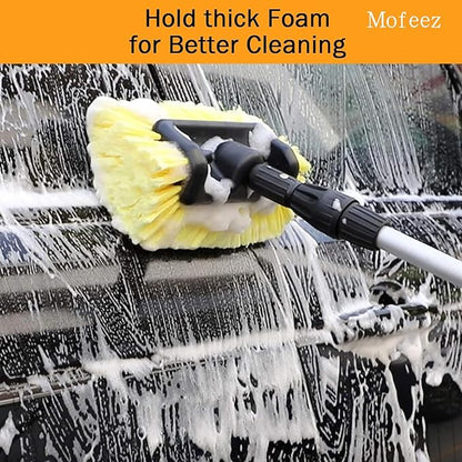 MOFEEZ 10" Car Wash Brush with Soft Detailing Bristle, Flow-Thru Dip Brush for Car Boat RV Camper Truck Washing