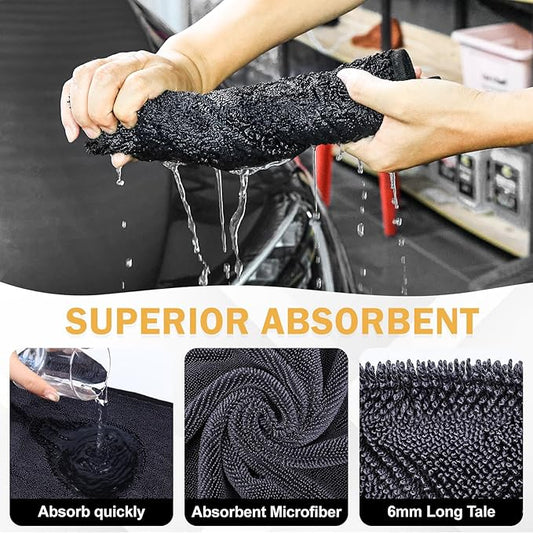 Navona 2-Pack Medium Size (23.6" x 15.7") Microfiber Towels, 600GSM Ultra Absorbent Car Drying Towels — Scratch-Free, Streak-Free, Lint-Free, Perfect for Cars, Shower Cabins, and Household Use