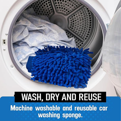 Ultra Plush Microfiber Car Wash Mitt - Scratch-Free, Lint-Free, Extra Absorbent, Machine Washable - Detailing Chenille Cleaning Mitt Perfect for Cars, Trucks, Motorcycles, and Household Surfaces