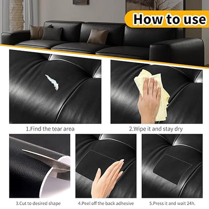 JuCheng Leather Repair Kit -Leather Repair Patch Self-Adhesive Waterproof Patch & Glue for Furniture, Car Seats, Sofa, Couch, Vinyl - Instant Fix for Tears & Scratches (Off White, 17X79 inch)