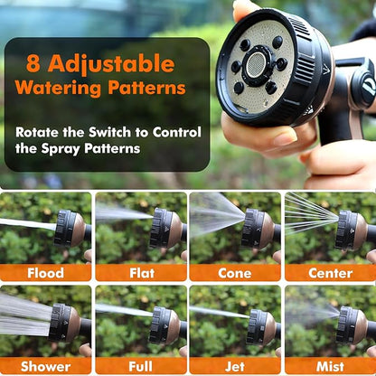 RESTMO Full Shower Hose Nozzle, Metal Spray Nozzle for Garden Hose, 8 Spray Patterns, Water Hose nozzle with Thumb Control, Ideal for Outdoor Lawn & Plant Watering, Car & Pet Washing, Brown
