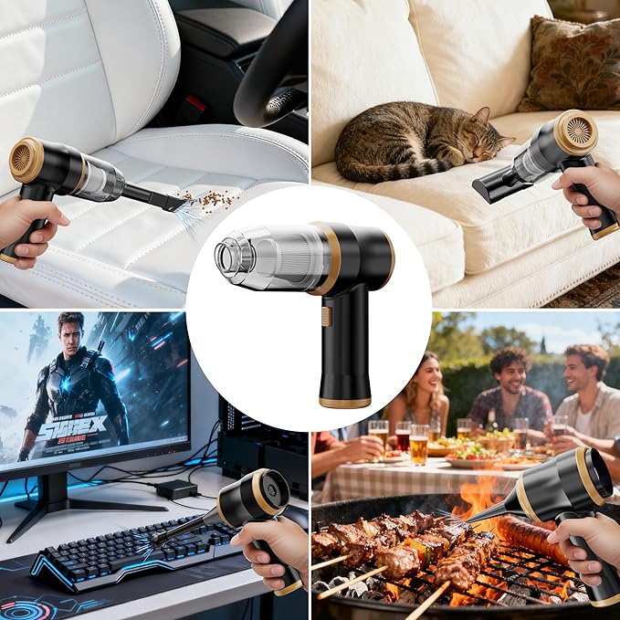 BELIBUY Mini Car Vacuum 15000Pa Portable Cordless Handheld Vacuum Cleaner and Air Duster with 2 Filter for Car, Sofa, Office, Pet, Home