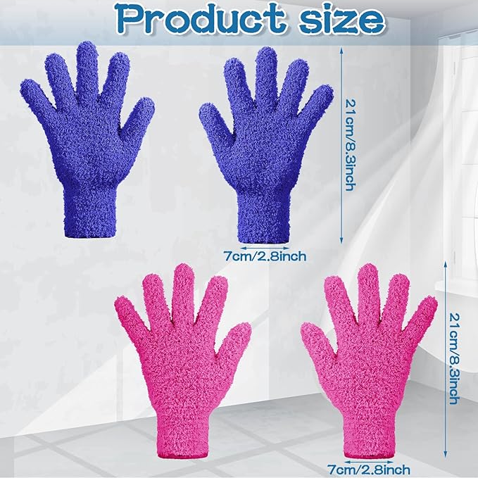 Potchen 6 Pcs Microfiber Dusting Mitt Gloves Microfiber Washable Dusting Gloves Car Wash Mitt for Leaf Cleaning Plant