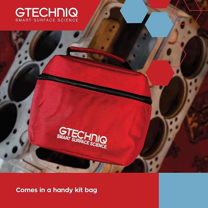 Gtechniq Basic Maintenance Car Care Kit, 6-Piece | Includes Shampoo, Tire Dressing, Detailer, Microfiber Drying Towel, Microfiber Buff Cloths and Kit Bag, Keeps Interior and Exterior Glossy and Clean