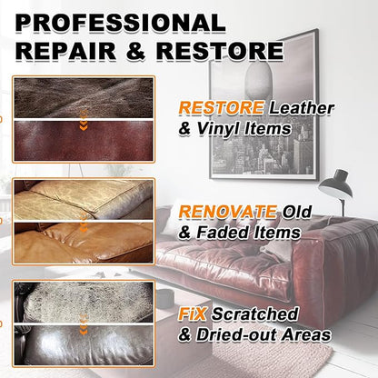 BSCPAM 12oz Leather Recoloring Balm & 3.4oz Mink Oil Leather Conditioner kit,Maroon Leather Color Repair Kits for Couches, Leather Couch Paint Scratch Repair for Furniture Car Sofa Shoes Leather Dye