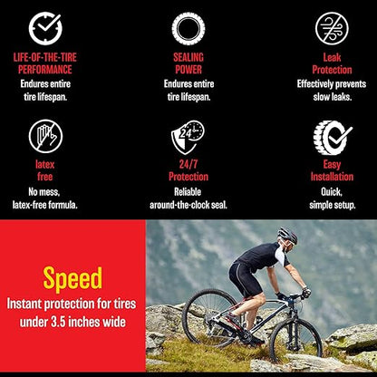 QuickStrike Tire Sealant - Small Tire/Bicycle Formula - New Formula - Prevents Flat Tires - Seals Leaks - Contains Kevlar - Tubeless Tire Sealant - 32 Ounce Bottle