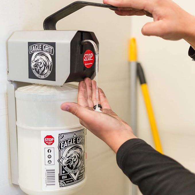 Eagle Grit Heavy Duty Industrial Hand Cleaner Wall Mount Bundle - (1 Gallon Wall Mount Refill Jug Of Eagle Grit Hand Cleaner & Wall Mounted Soap Dispenser)