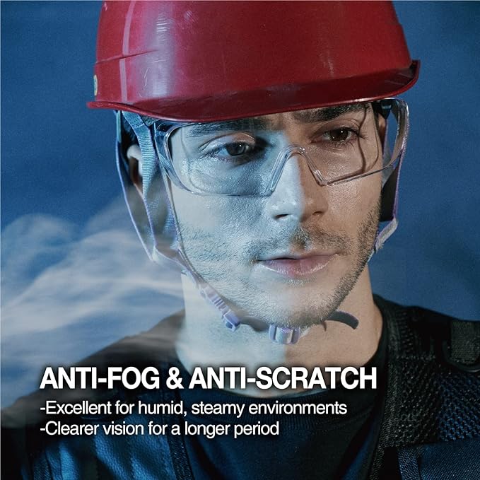 DEX FIT Safety Work Over Glasses SG210 OTG; Z87 Eye Protection for Men & Women, Fog & Scratch Resistant, Adjustable, UV & Blue Light Blocking (Black & Orange Frame, Yellow Lens)