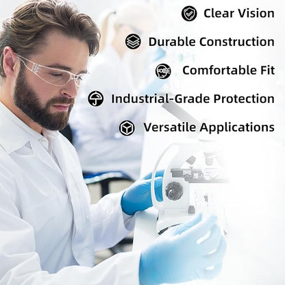DF DUALFERV Clear Safety Glasses, 24 Pack, Lightweight Protective Eyewear, ANSI Z87.1 Certified, Scratch Resistant, Anti Fog, Unisex, One Size Fits Most, White