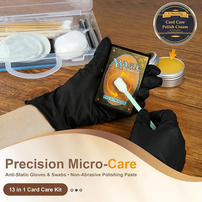 SFTPO Card Care Clean Kit, Card Cleaning and Polishing Restoration with Plastic Case, Trading Card Cleaning Box with Polishing Cream and Cleaning Spray, Suitable for PSA Rated Card Care