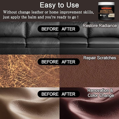 WERBME Leather Recoloring Balm & Color Restorer - Multipurpose Dye & Paint for Faded Leather Couches, Car Seats, Shoes | Fix Scratches on Clothing, Furniture & Accessories(Beige)