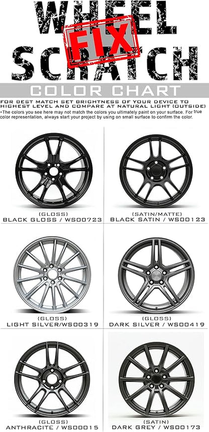 Wheel Scratch Fix® Dark Gray Touch Up Paint for Cars - DIY Alloy Wheel Repair Kit, Curb Rash Remover with Fast-Drying Pen - Long-Lasting OEM Finish Car Rim Paint for Scuffs and Chips at Home (Satin Dark Gray)