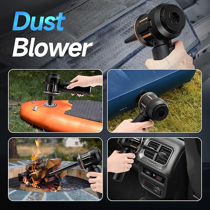 Nvrtio Portable Cordless Mini Car Vacuum Cleaner 16KPa - 80000RPM Brushless Motor Handheld 4-in-1 Compressed Air Duster & Air Blower & Pump Hand Held Vacuum for Car, Home, Office, Camping, Pet