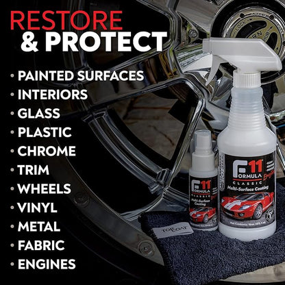 TopCoat F11 Polish & Sealer for Cars, Bikes and More – Water-Based Alternative to Ceramic Wax - 8 oz F11 Kit with Travel Bottle and 2 Microfiber Towels