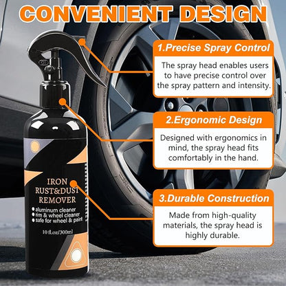 NUOKOU Rim & Wheel Cleaner Spray, Iron Rust & DUST Remover, Purple Color Changing Iron Remover, Rust for Most Wheel