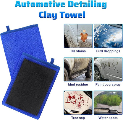 Quilax 2 Pack Clay Mitt, Fine Grade Alternative Microfiber Car Clay Mitt Auto Detailing, Clays Towel for Car Cleaning Detailing Polishing (Blue)