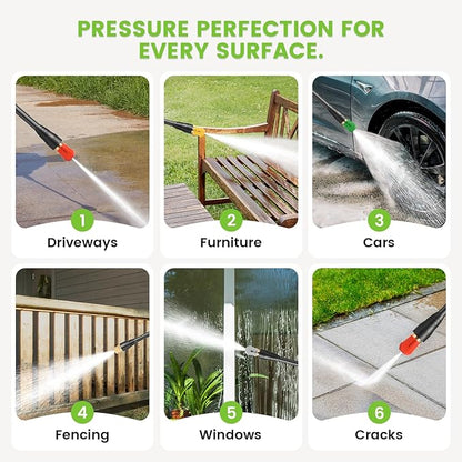 Pressure Washer Adjustable 5000PSI 4.0 GPM Power Washers Powered with 33ft Hose Reel, 4 Nozzle and Foam Cannon, Powerwashers Cleaner Machine for Home, Cars, Patio, Green