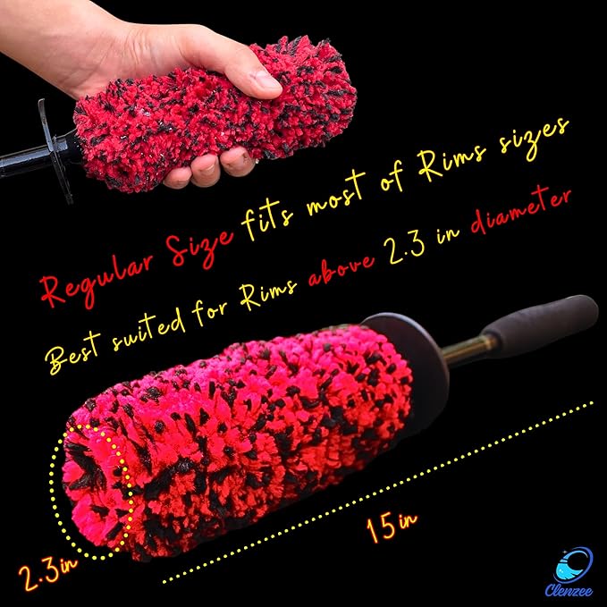 Premium Microfiber Wheel Brush | Soft Non-Metallic Rim Cleaner & Wheel Brush | 15 Inch Long Regular Size