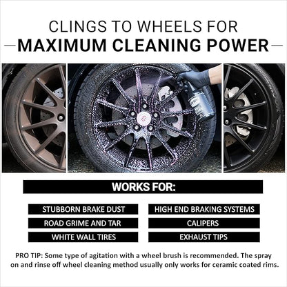 CAR GUYS Wheel Cleaner | Effective Rim and Tire Cleaner | Safe & Versatile Brake Dust Remover for Alloy, Chrome, Aluminum Rims, White Wall Tires, and More! | 18 Oz