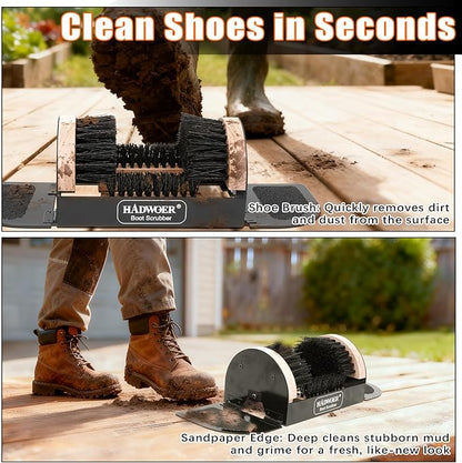 Hadwoer Boot Brush Scraper Outdoor – Heavy Duty Boot Scrubber & Shoe Cleaner Brush with Sturdy Bristles – Resistant Boot Cleaner for Mud, Dirt & Snow – Durable Outdoor Boot Scrapers with Brushes