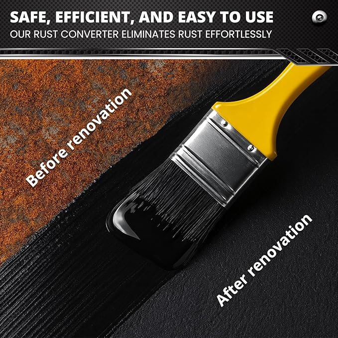 DWIL Rust Converter for Metal, 2 in 1 Rust Converter Paint and Primer, Converts Rust to Long-Lasting Protective Coating, Anti Rust and Rust Prevention Paint, No Sanding or Primer Needed, Black, 16 oz