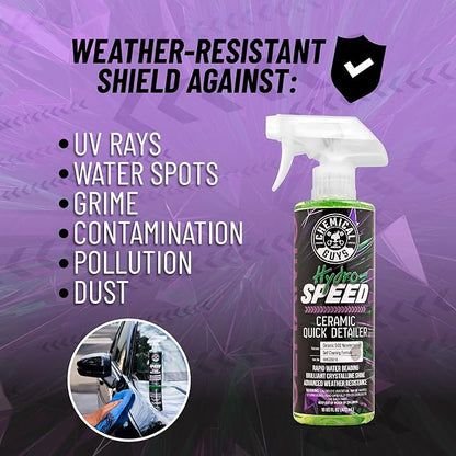 Chemical Guys HydroSpeed Ceramic Quick Detailer Spray - SiO2 Shine Car Detailer Spray for Cars, Trucks, SUVs, Motorcycles and RVs, Boosts Gloss, Hydrophobic Protection and Slickness, 128 oz